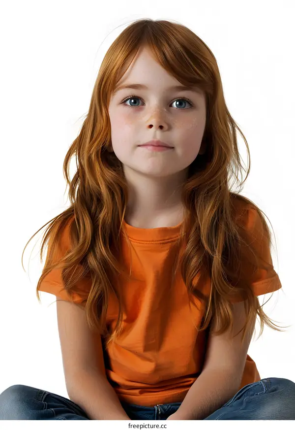 Redheaded Girl in an Orange Shirt