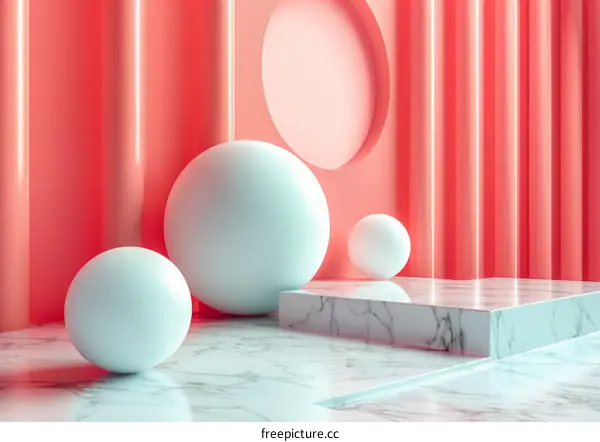 Minimal Abstract Geometric Background with Podium and Spheres