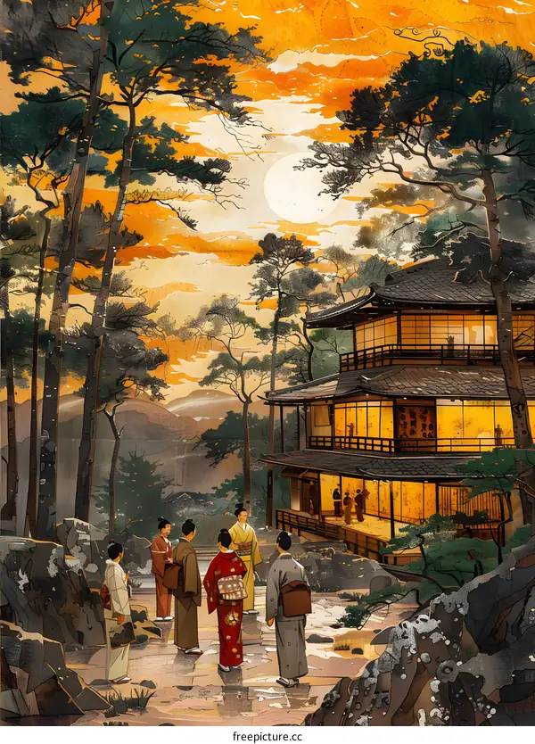 Gathering at the Moonlit Temple