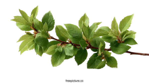 [Transparent Background PNG]Fresh Spring Branch with New Leaves