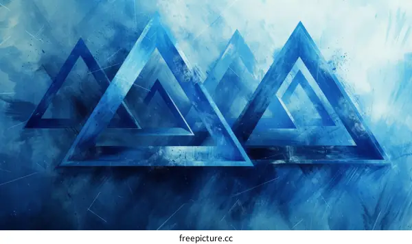 Blue geometric shapes with a white background