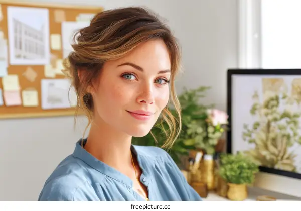 Confident Woman in a Modern Workspace