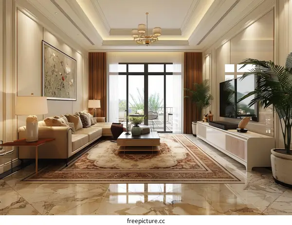 Modern and Spacious Living Room with Sofa