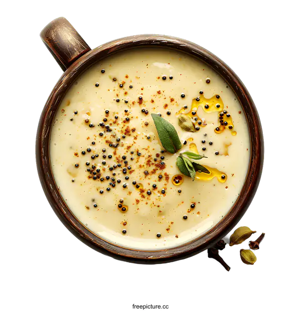 [Transparent Background PNG]Top view of a cup of Indian raita