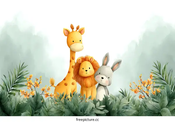 Adorable Animals in a Lush Jungle Setting