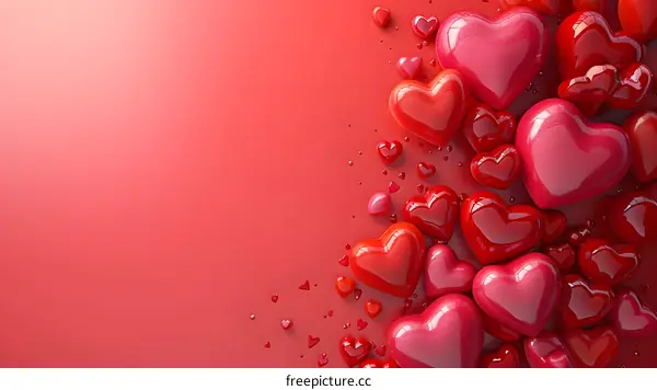Red and pink hearts on red background