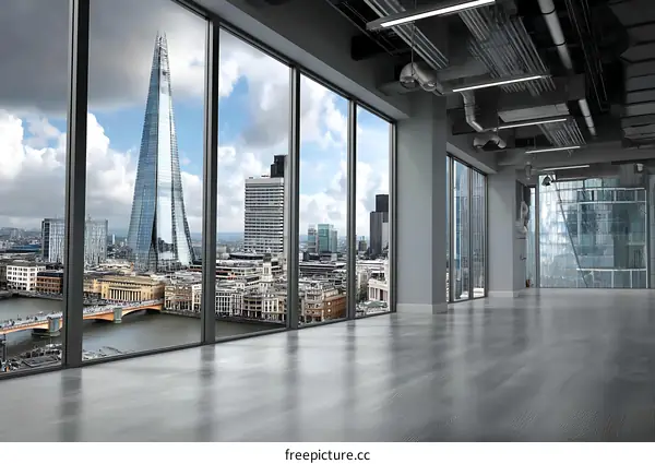 Empty Office Space with Panoramic City View