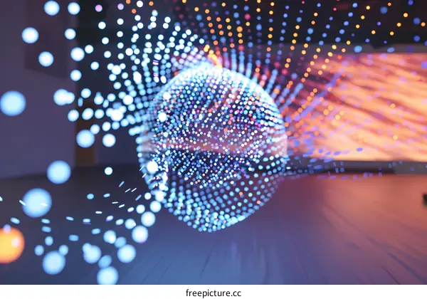 Abstract Light Sphere Floating In Dark Background