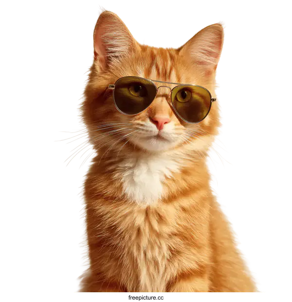 [Transparent Background PNG]Adorable ginger cat wearing sunglasses