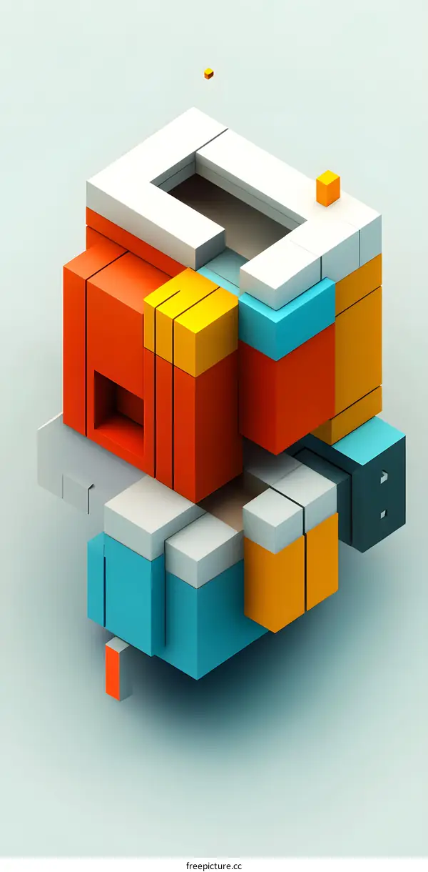 Abstract Geometric Shapes Background with Colorful Cubes