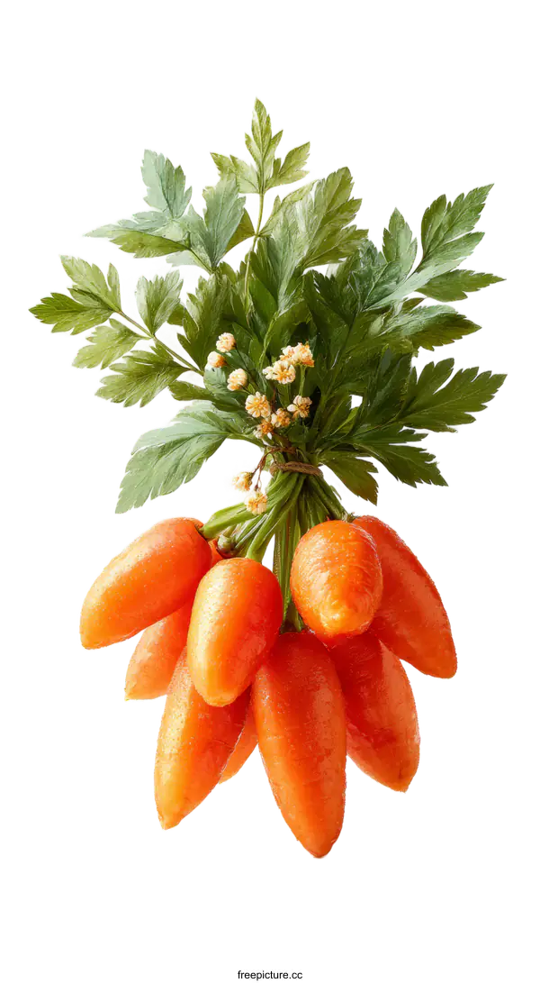 [Transparent Background PNG]Fresh Bunch of Baby Carrots with Leaves