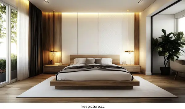 Modern Minimalist Bedroom Interior Design Illustration