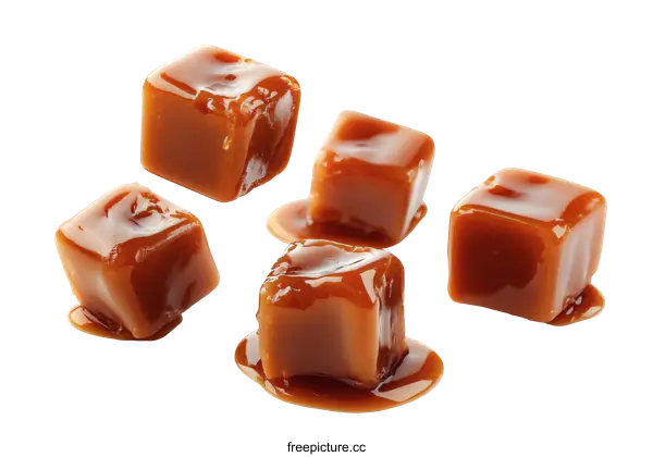 [Transparent Background PNG]Caramel Cubes Close-up Image