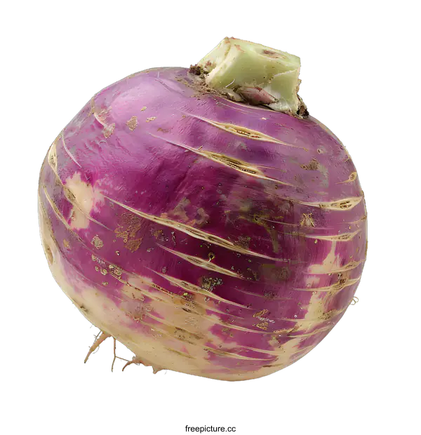 [Transparent Background PNG]Fresh Purple Kohlrabi Root Vegetable Isolated on White Background