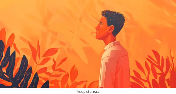 Man Standing in a Jungle Illustration