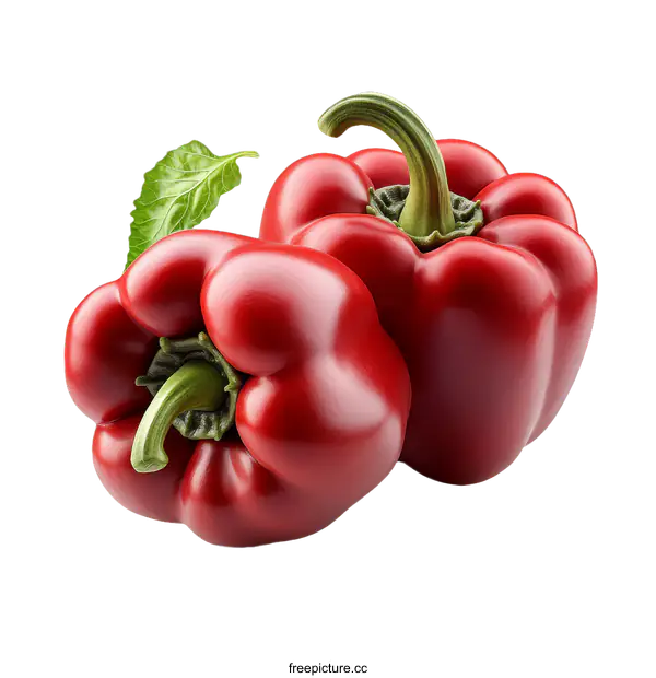 [Transparent Background PNG]Two Fresh Red Bell Peppers