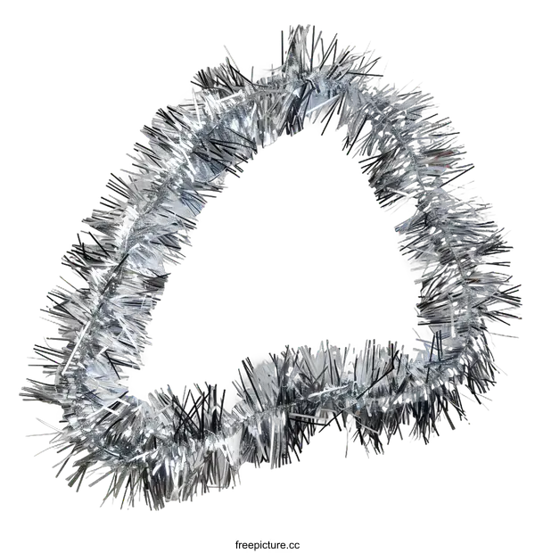 [Transparent Background PNG]Silver Tinsel Christmas Garland Isolated On White