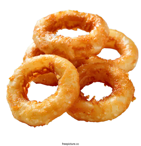 [Transparent Background PNG]Delicious Stack of Onion Rings on White Background