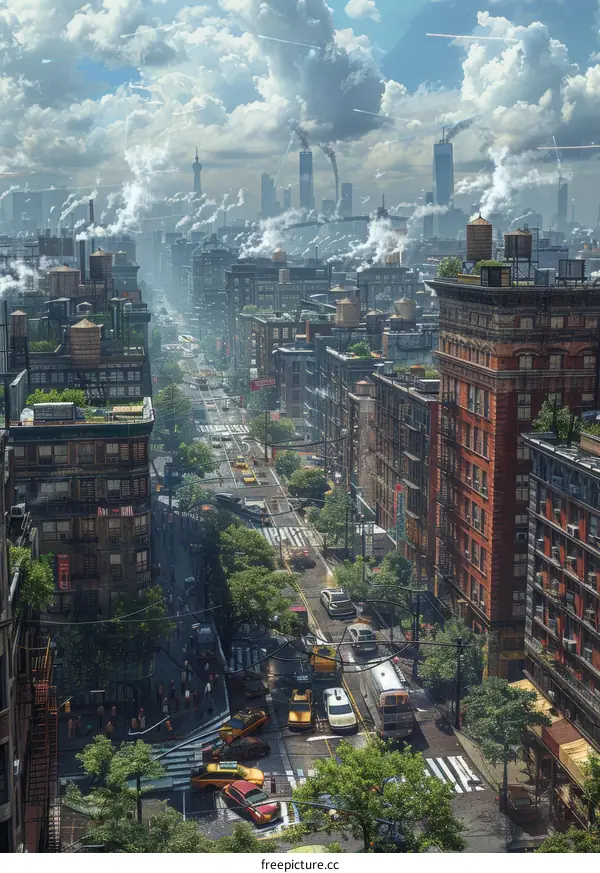 Urban Skyline Cityscape with Diverse Population