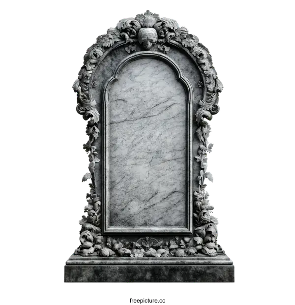 [Transparent Background PNG]Ornate Marble Tombstone Illustration