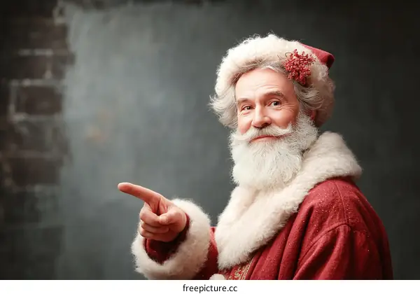 Santa Claus pointing, Christmas, festive, holiday, portrait