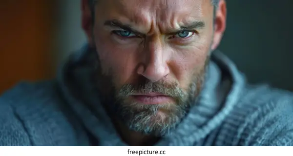 Close-up Portrait of Angry Man