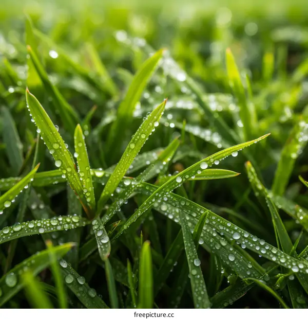 Close-up of green grass with water drops