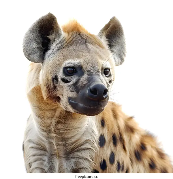 Hyena Portrait on White Background