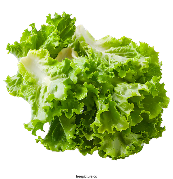 [Transparent Background PNG]Fresh green lettuce leaves on white background