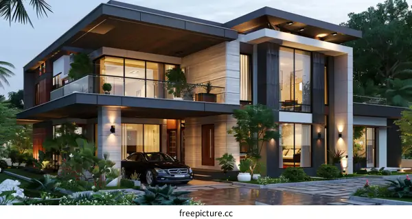 Modern Villa with Courtyard and Swimming Pool