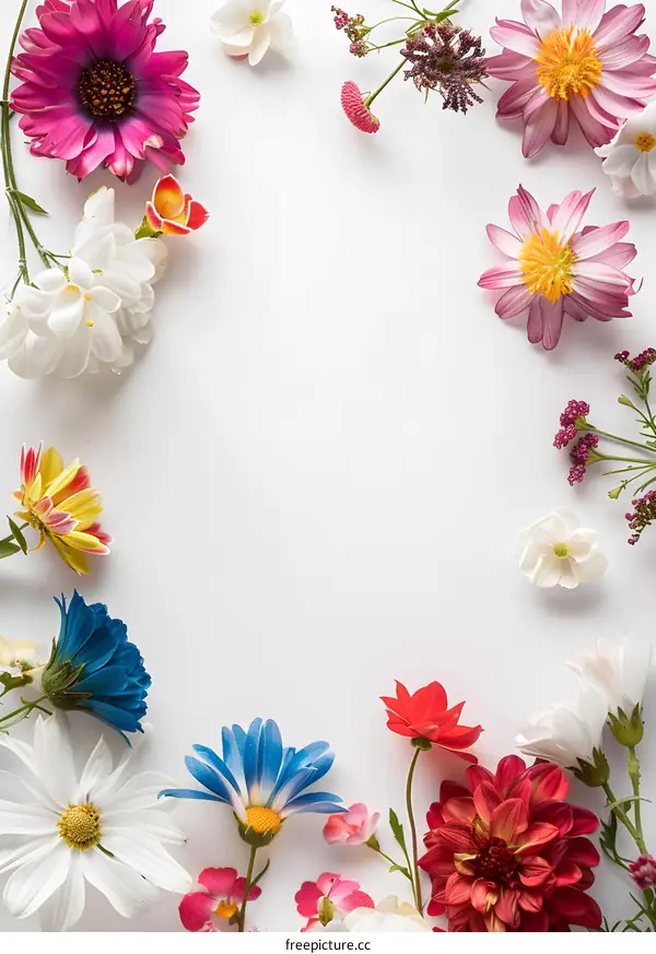 Colorful Flower Arrangement on White Background