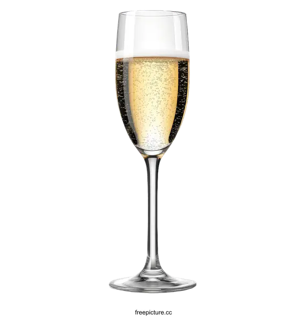 [Transparent Background PNG]Champagne Flute with Sparkling Wine