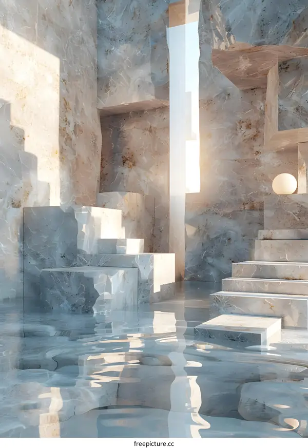 Marble space with light and shadow