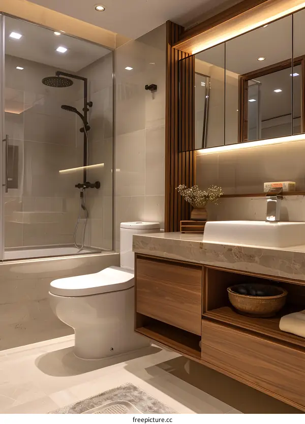 Wooden bathroom cabinet renderings