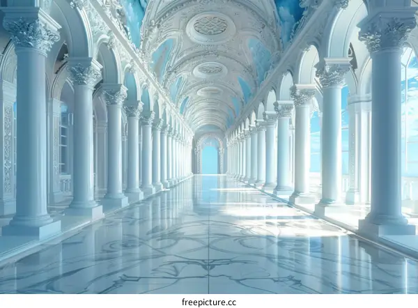 Grand Hall with Marble Floor and Arched Ceiling