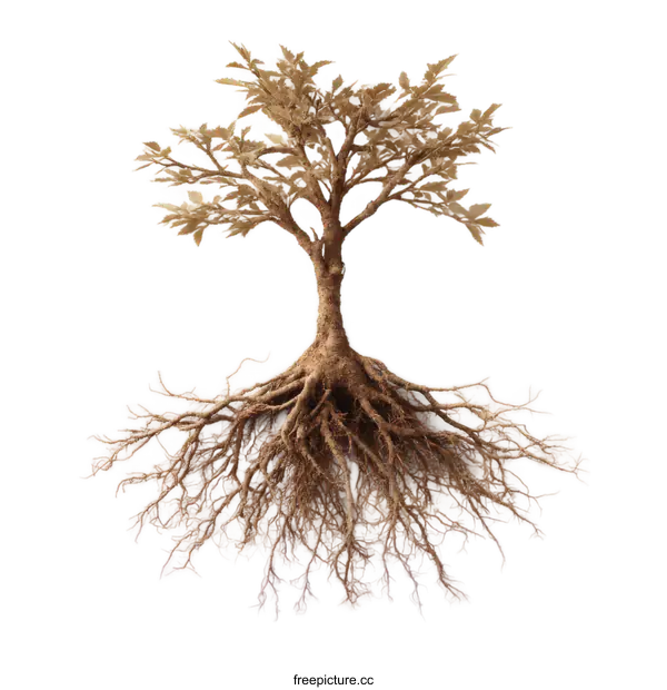 [Transparent Background PNG]Intricate Roots of a Deciduous Tree Illustration