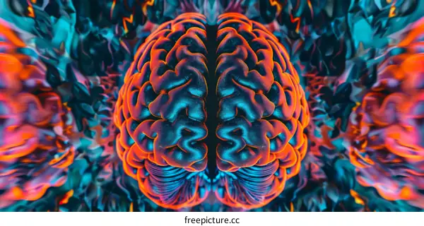 Abstract 3D Illustration of the Human Brain Cerebrum Cortex