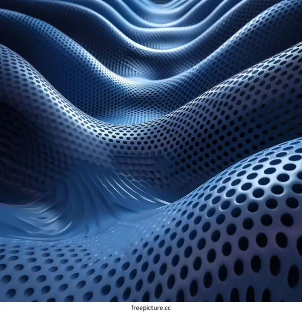 Blue Wavy Futuristic Surface