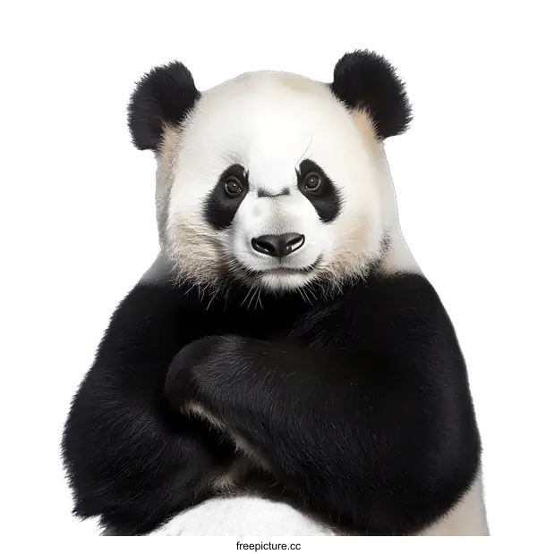[Transparent Background PNG]Closeup of a Cute Panda Bear with its Arms Crossed