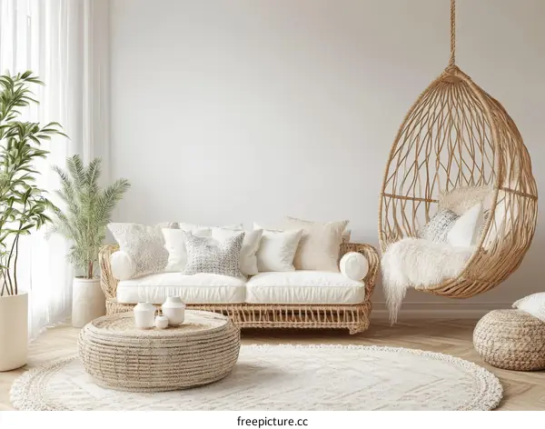 Cozy Modern Bohemian Living Room Interior Design