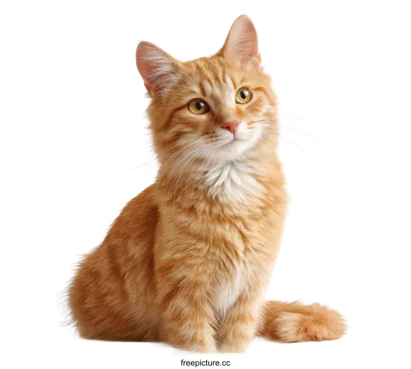 [Transparent Background PNG]Adorable Ginger Cat Portrait Against White Background