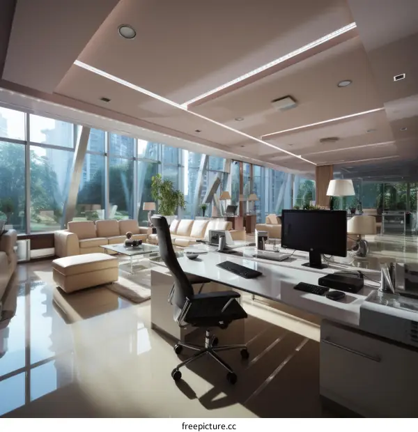 Modern Office Interior with City View