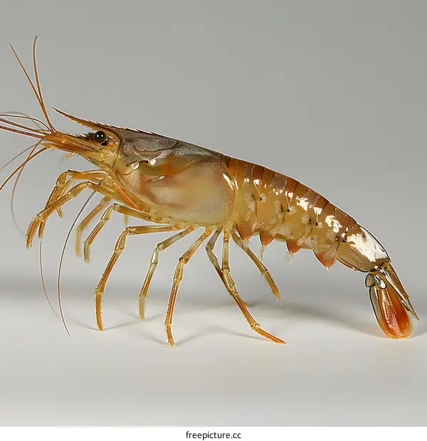 Giant Freshwater Prawn on White Background