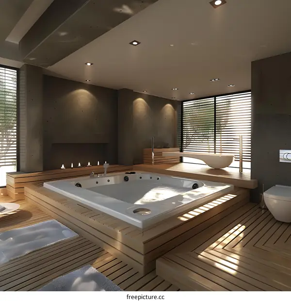 Wooden bathtub