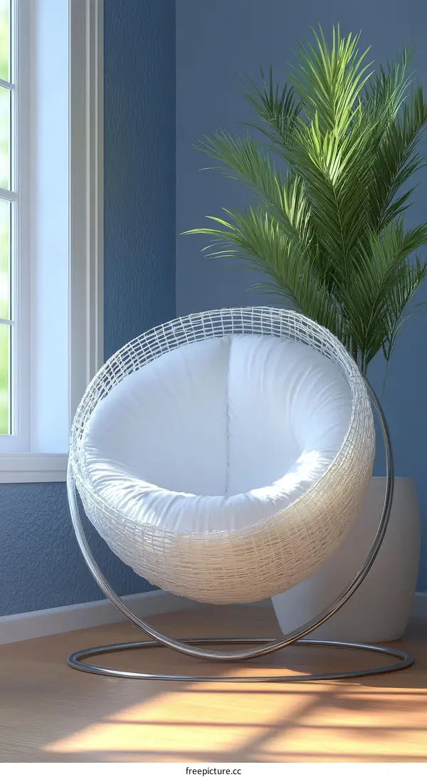 Modern Hanging Egg Chair in a Coastal Room