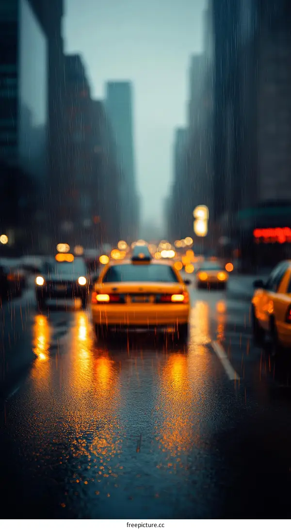 Rainy City Street at Night with Cars