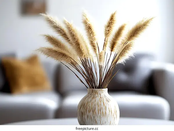 Modern Interior Decoration with Dried Pampas Grass