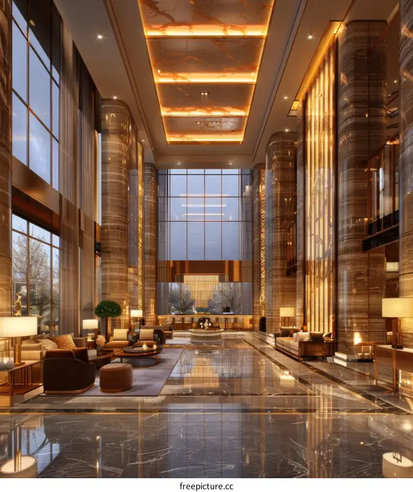 Luxurious Hotel Lobby with Opulent Gold Accents