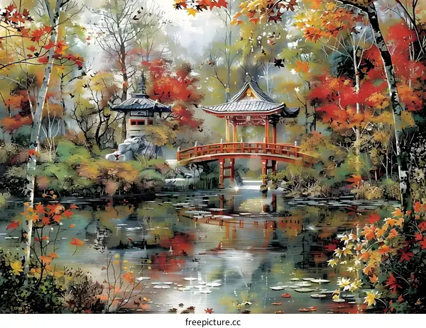 Tranquil Japanese Garden in Autumn