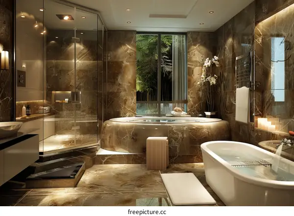 Lavishly Appointed Bathroom with Abundant Natural Light